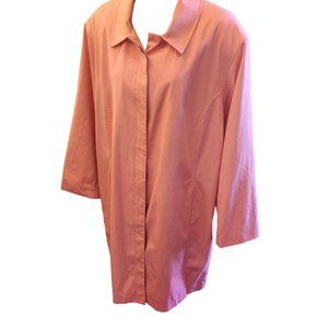 Jones New York Long Length Raincoat Jacket Womens Pink Lined 2X Button Plus